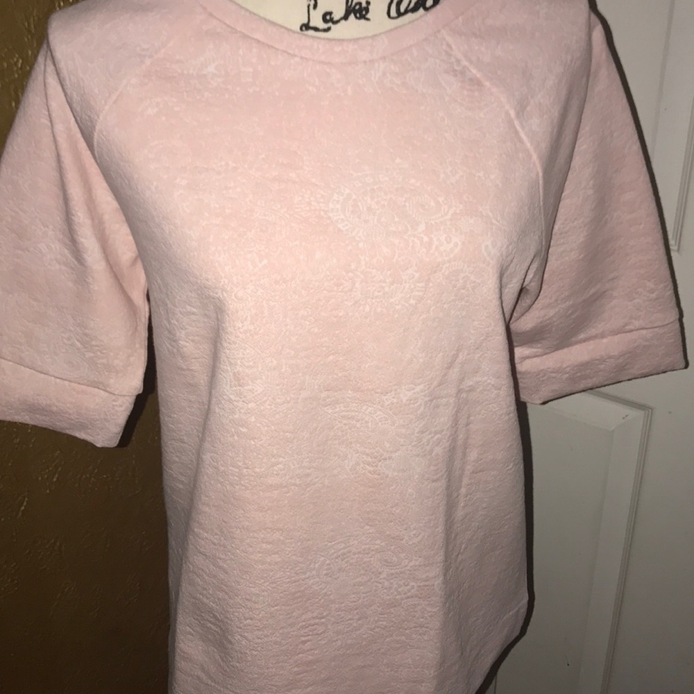 Gorgeous pink & white jacquard LOFT sweater